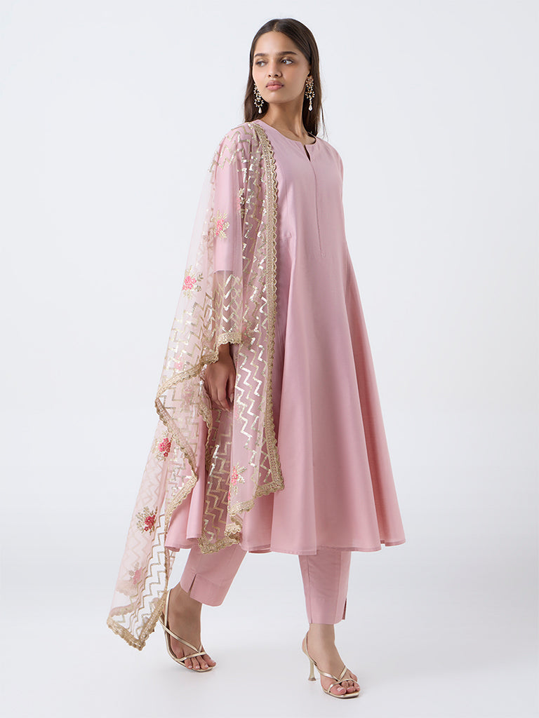 Vark Pink Anarkali Ethnic Set