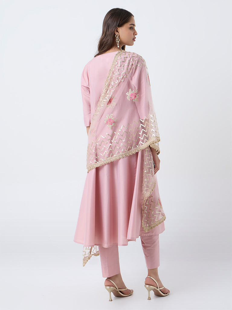 Vark Pink Anarkali Ethnic Set