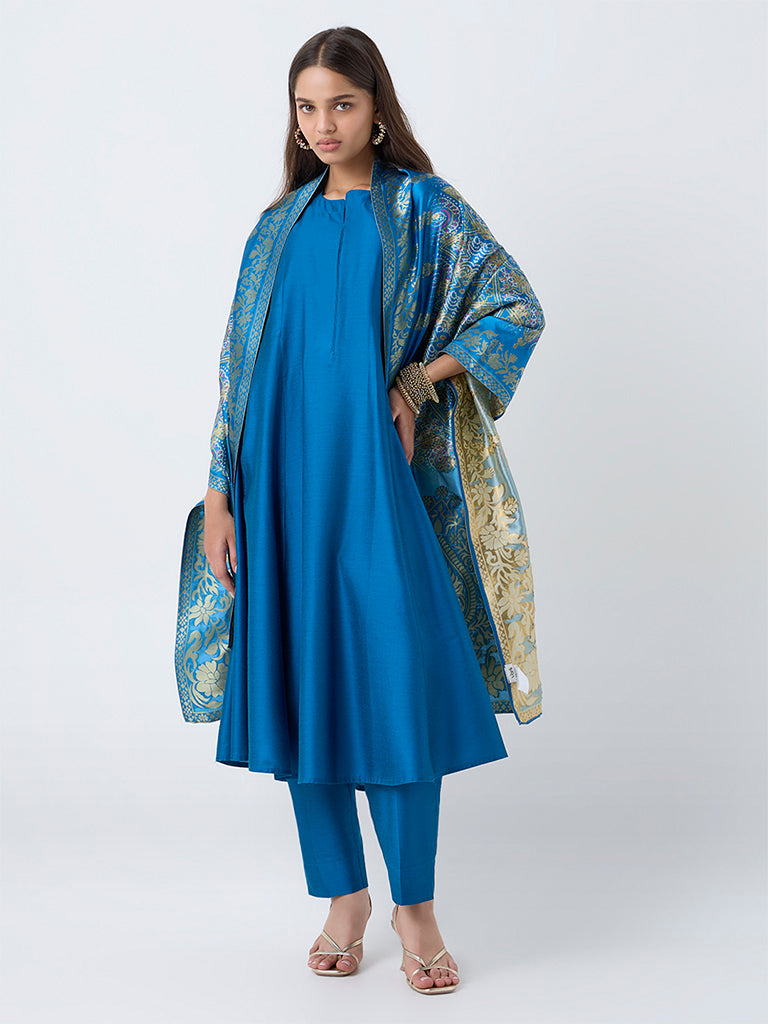 Vark Teal Anarkali Ethnic Set