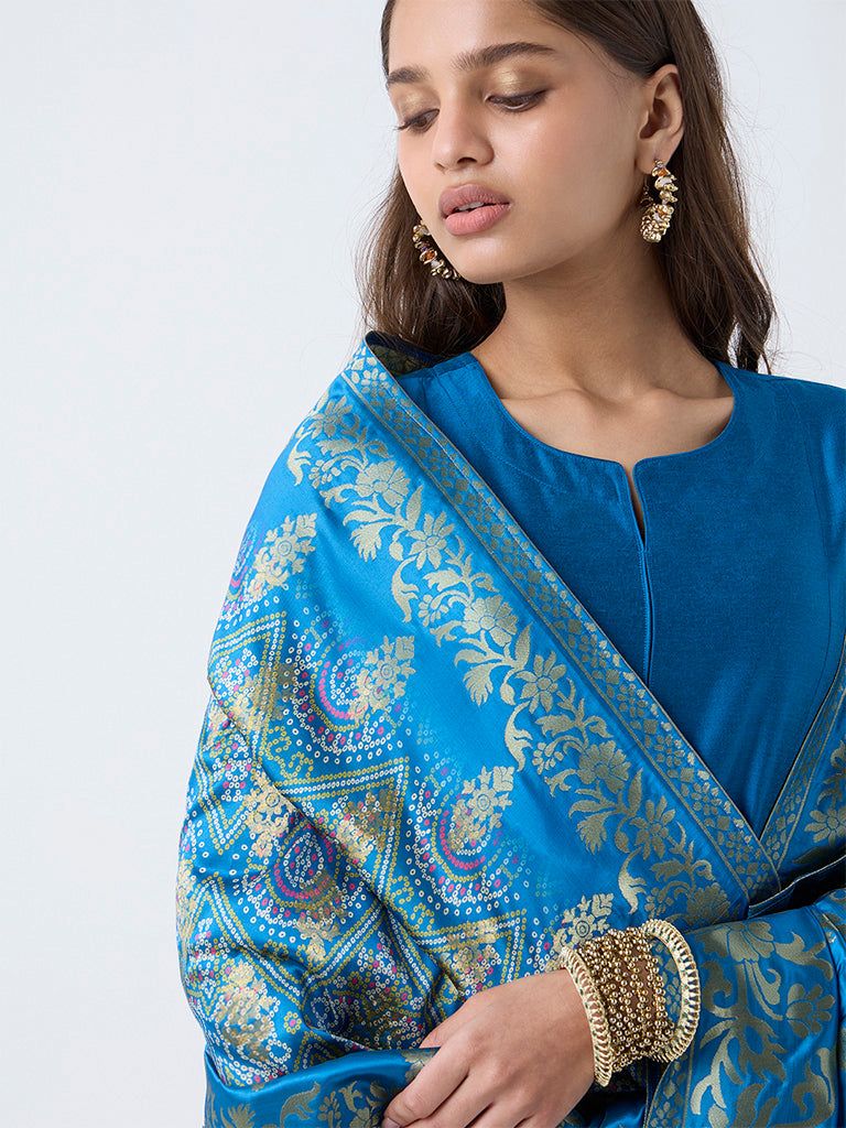 Vark Teal Anarkali Ethnic Set