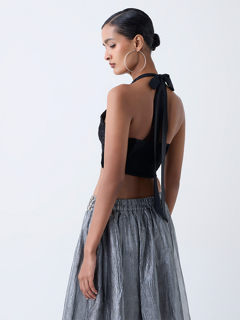 Vark Black Embellished Top
