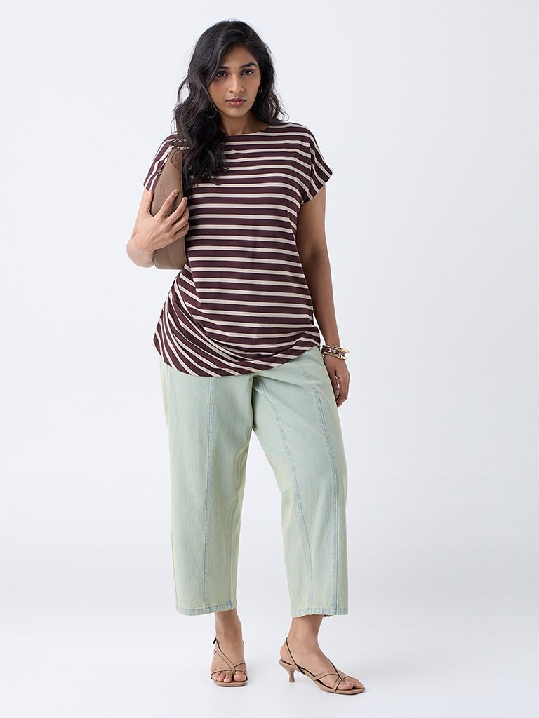 Gia Brown Striped T-Shirt