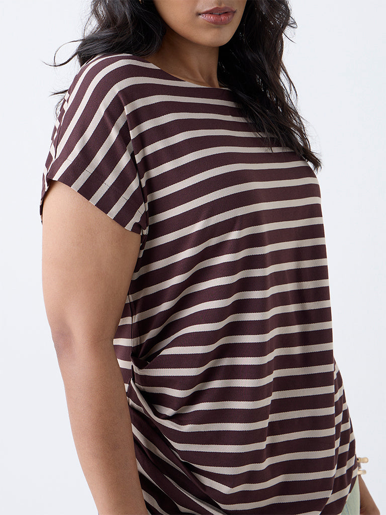 Gia Brown Striped T-Shirt