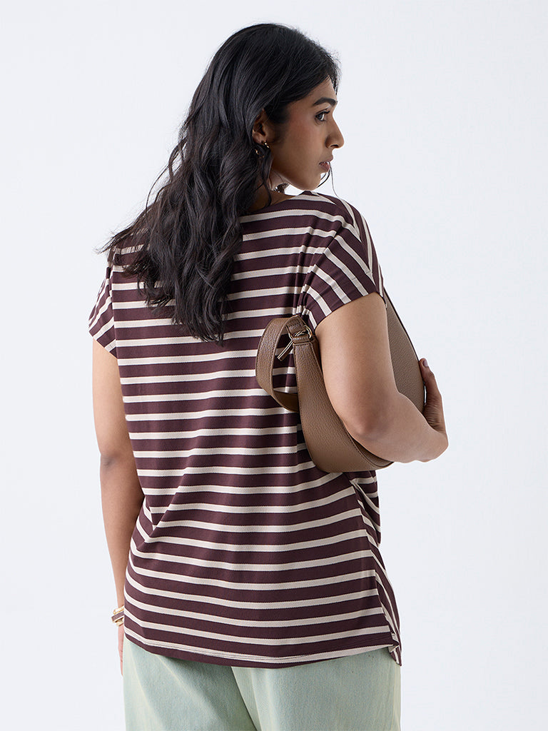 Gia Brown Striped T-Shirt