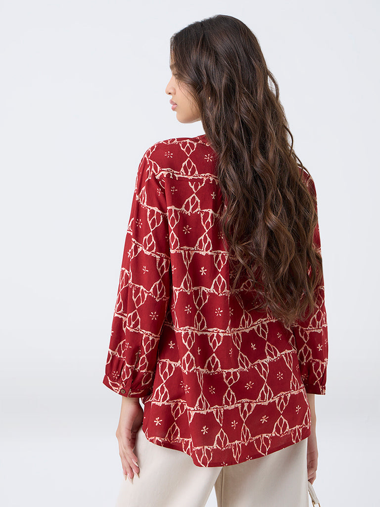 Utsa Red Printed Tunic