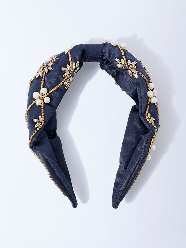 Westside Accessories Navy Embellished Hairband