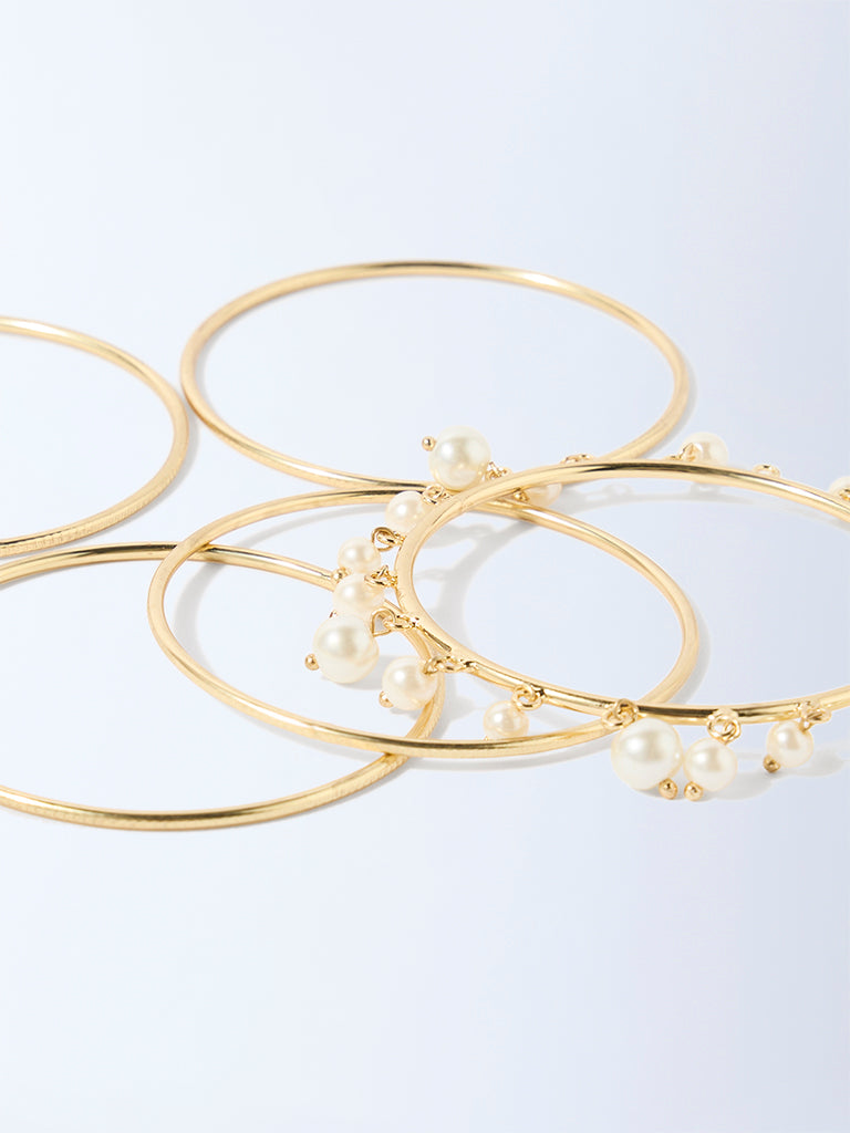 Westside Accessories Gold Pearlescent Bangles Set - Pack of 5
