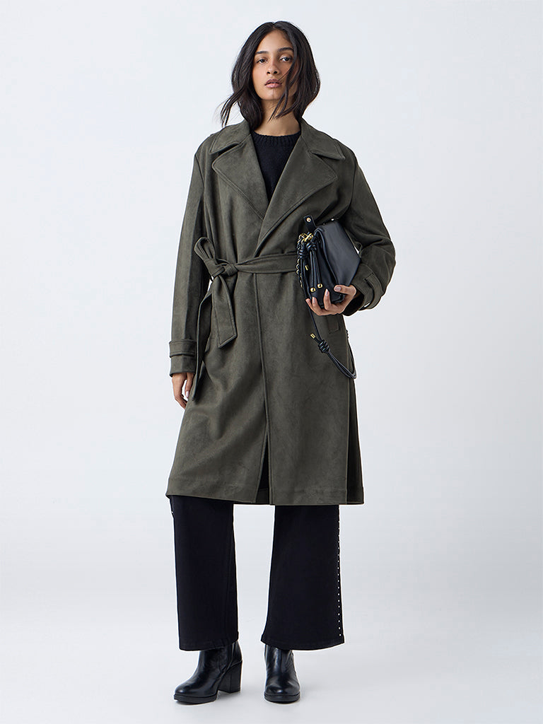 LOV Olive Suede Jacket with Belt
