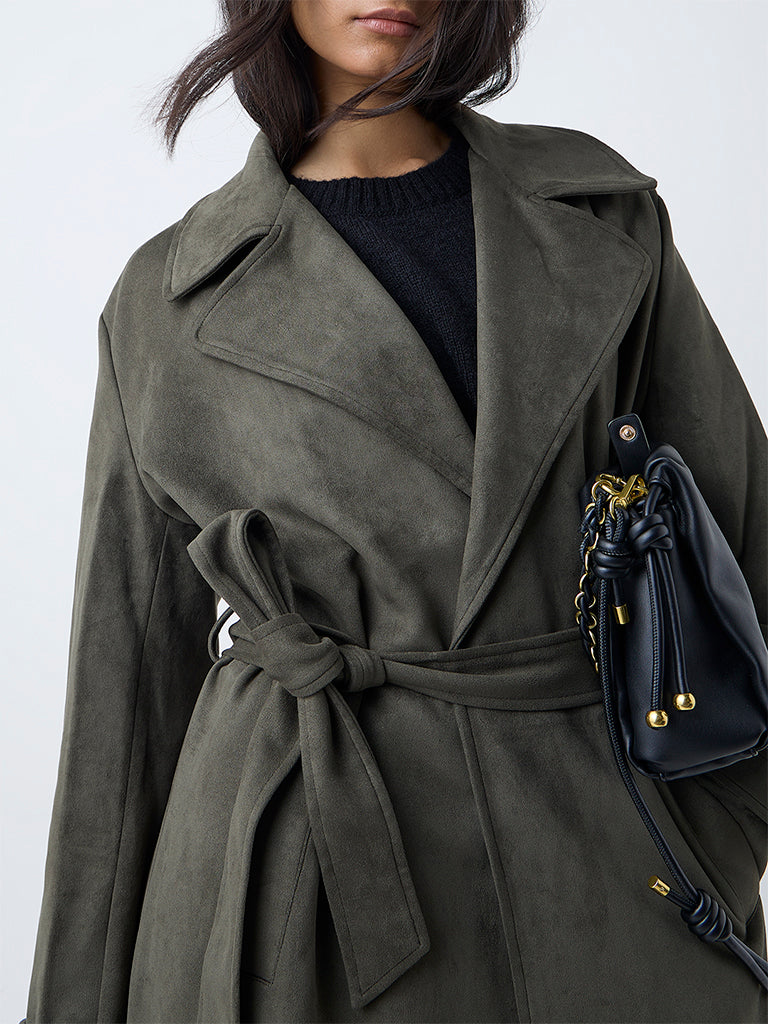 LOV Olive Suede Jacket with Belt