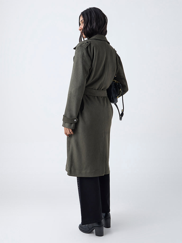 LOV Olive Suede Jacket with Belt