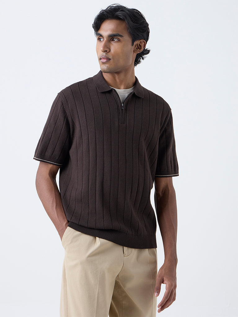 トップス tdk_void polo Buy Navy Blue Textured Smart Zip Neck Polo Shirt from Next India