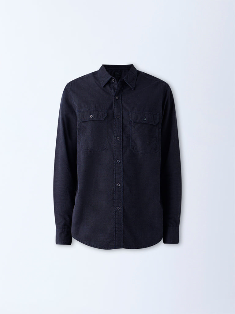 WES Casuals Navy Relaxed-Fit Corduroy Shirt