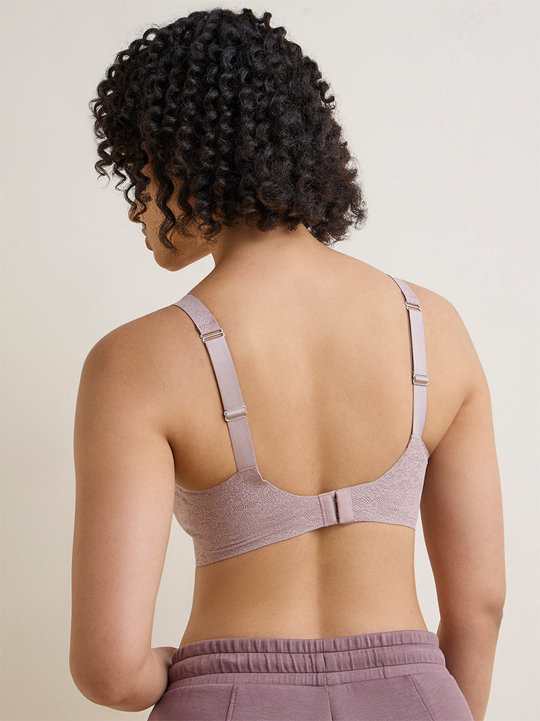 Wunderlove Beige Lace Detailed Invisible Padded Bra