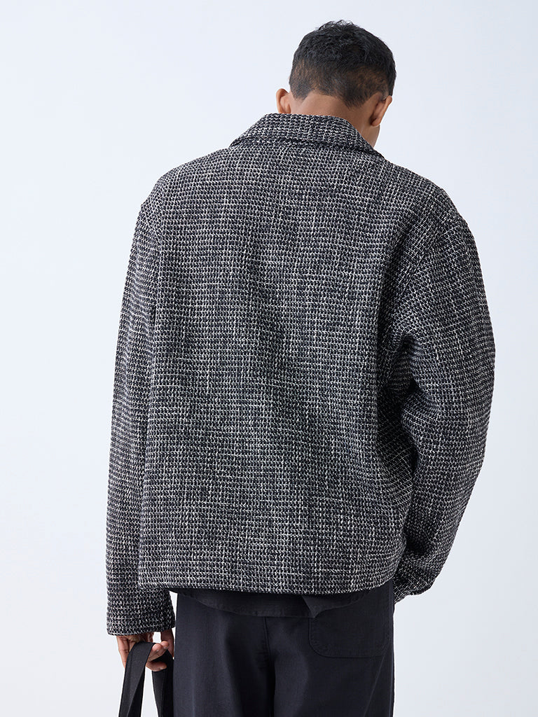 ETA Black Relaxed-Fit Cotton Tweed Jacket