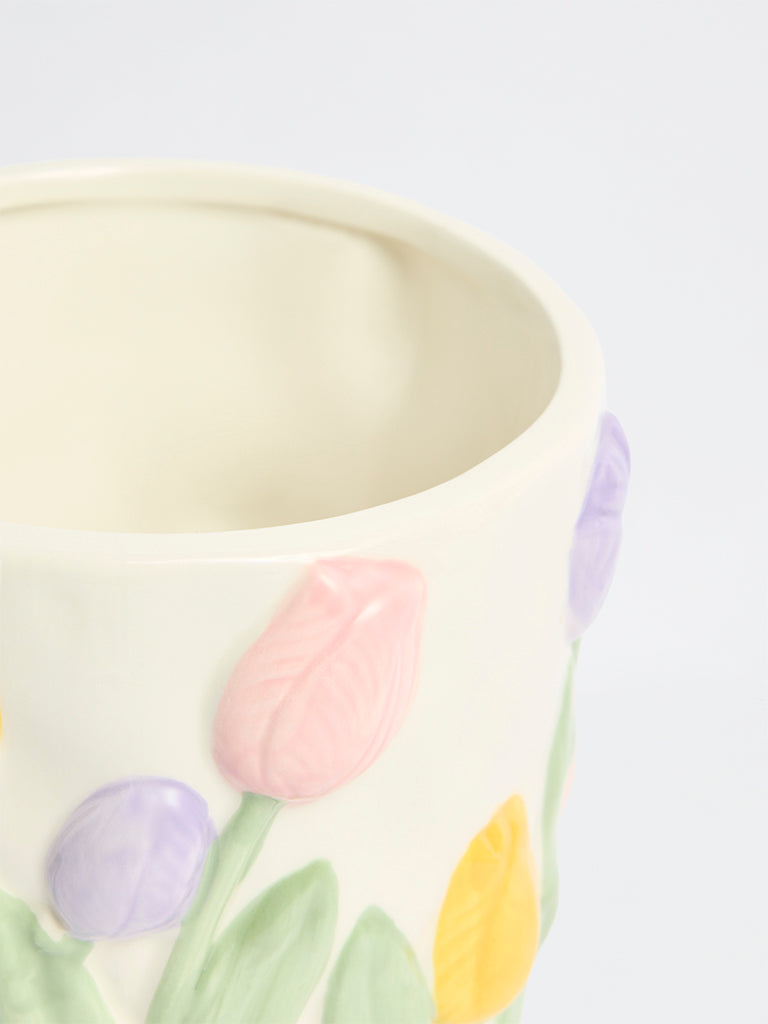 Westside Home White Ceramic Flower Pot