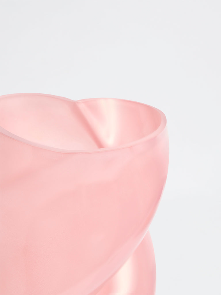 Westside Home Pink Heart Shape Glass Vase