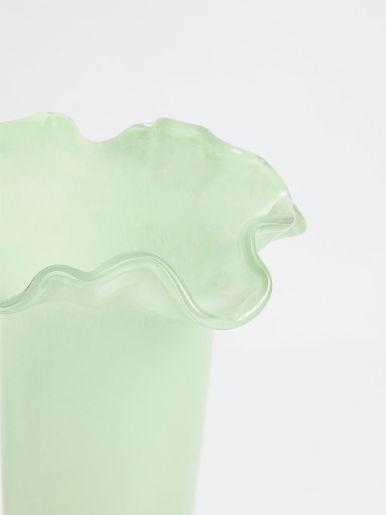 Westside Home Green Frill Glass Vase