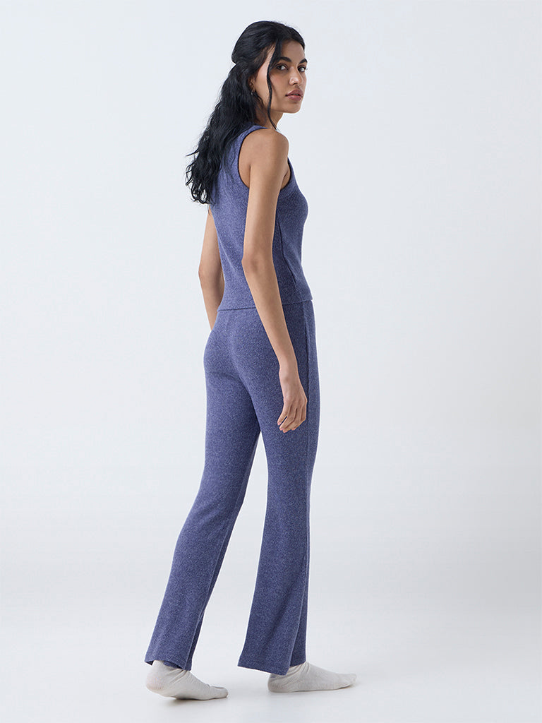 Superstar Dusty Blue Ribbed High-Rise Bootcut Pants