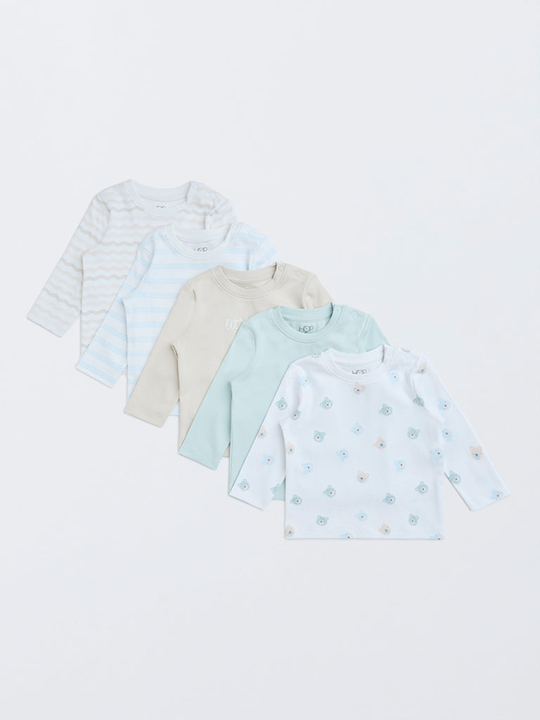 HOP Baby Multicolour Printed Cotton T-Shirts - Pack of 5