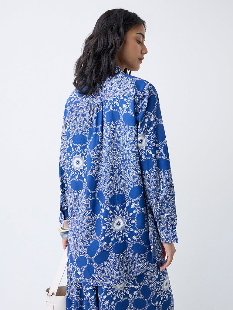 Utsa Blue Mandala-Inspired Tunic