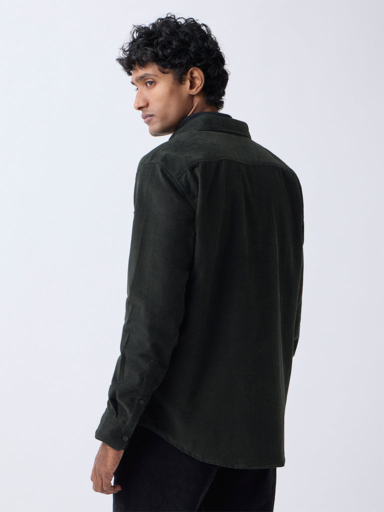 WES Casuals Olive Corduroy Relaxed-Fit Shirt