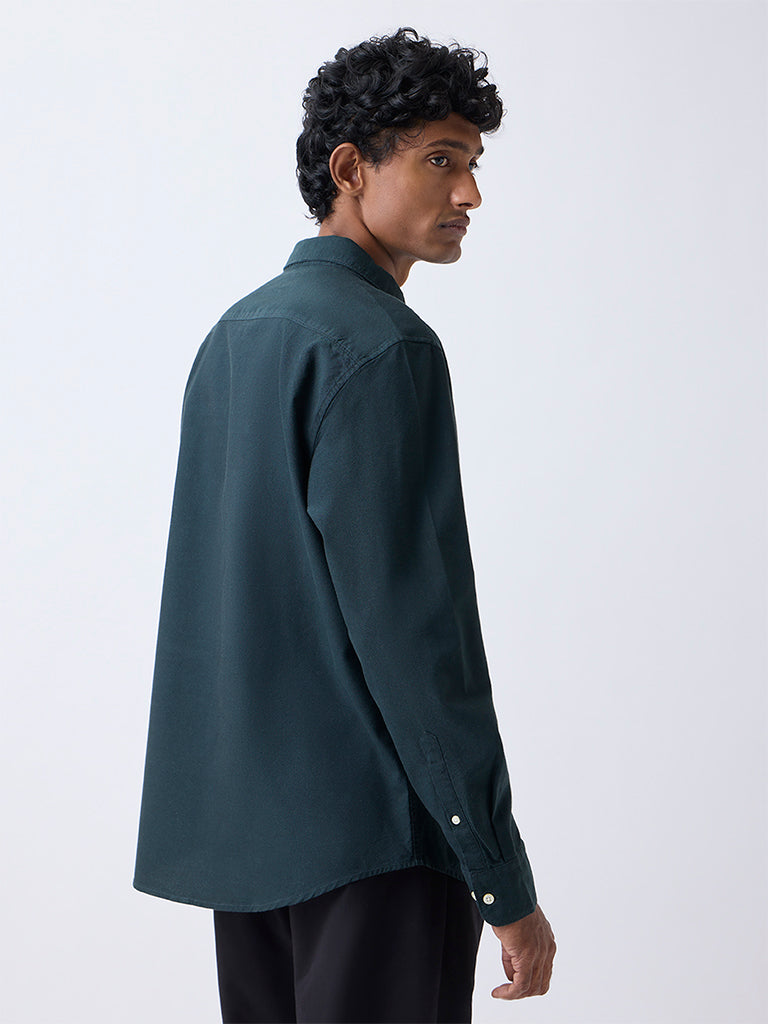 WES Casuals Dark Green Relaxed-Fit Cotton Shirt