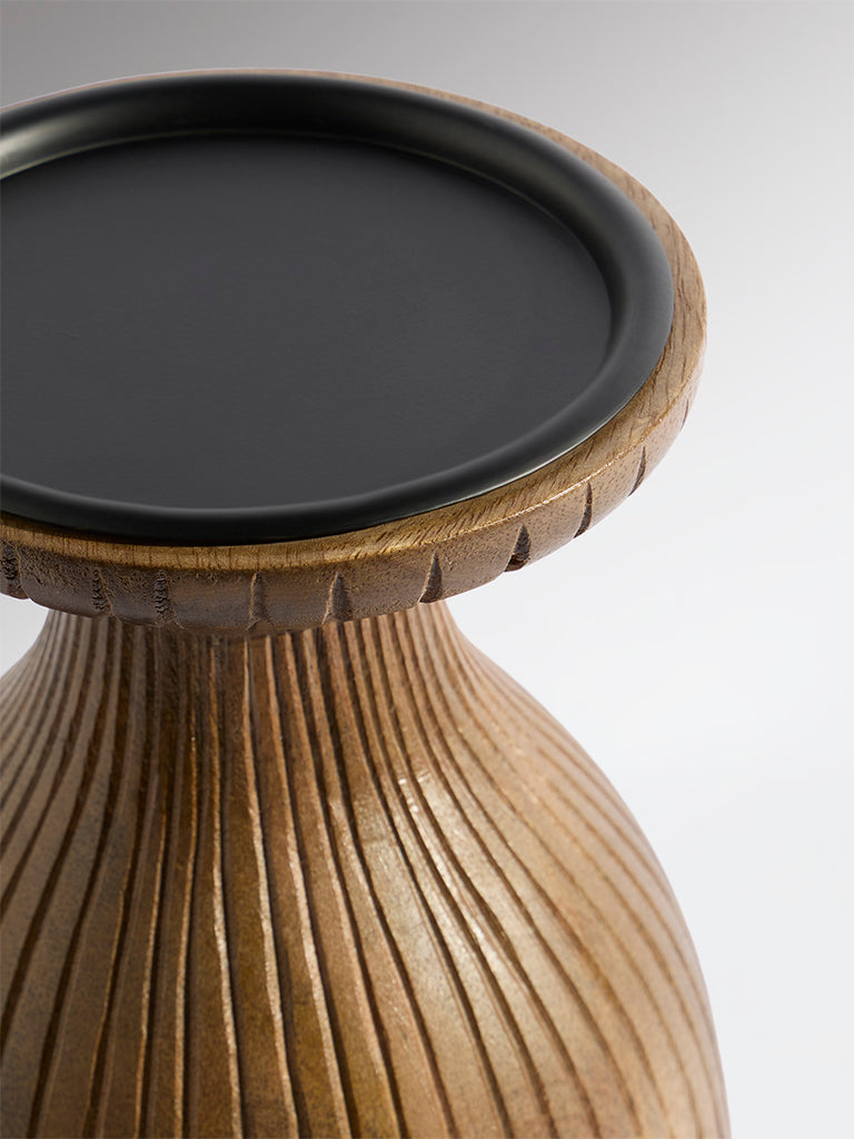 Westside Home Dark Brown Gothic Wooden Candle Holder - Large