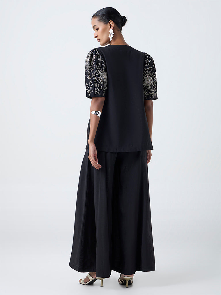 Vark Black Embroidered Ethnic Set
