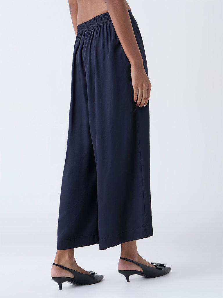 Zuba Black Solid Palazzos