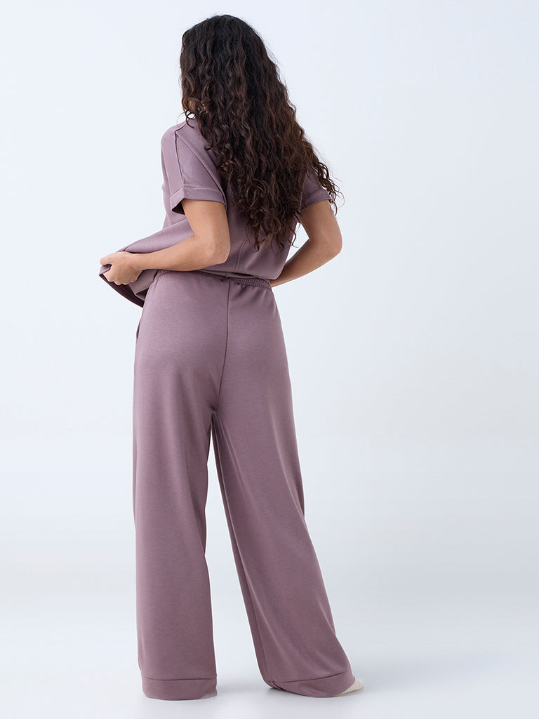 Wunderlove Mauve Solid High-Rise Pants