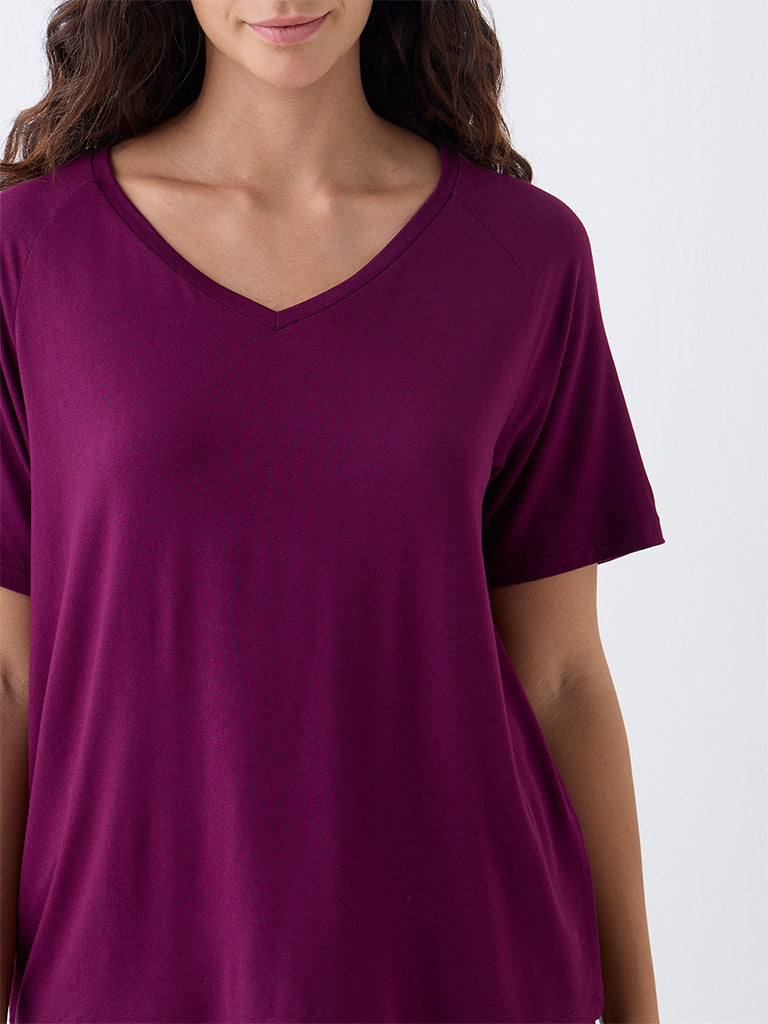 Wunderlove Plum Solid T-Shirt