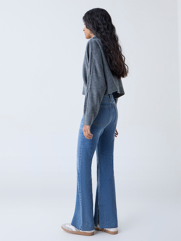 Nuon Blue Faded High-Rise Flared Jeans