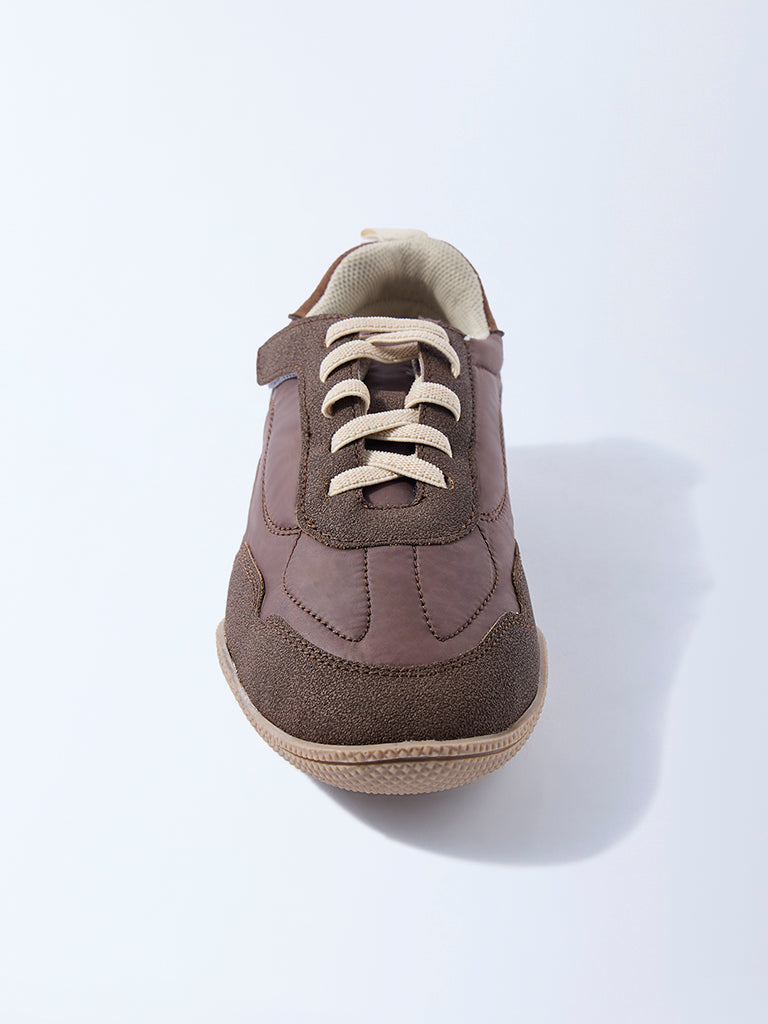 Yellow Brown Lace-Up Sneakers