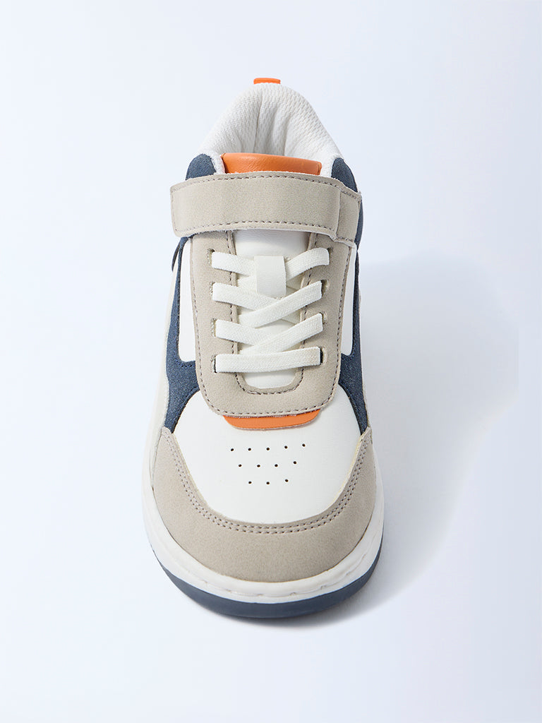 Yellow Navy Colour-Blocked Lace-Up Sneakers