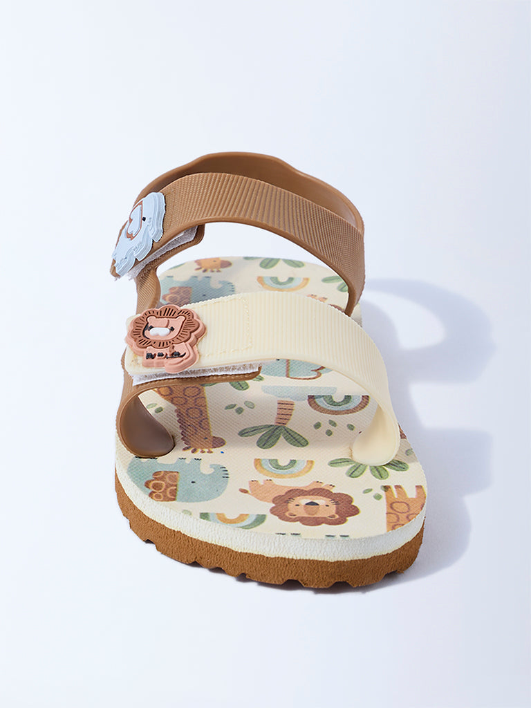 Yellow Brown Jungle-Inspired Sandals