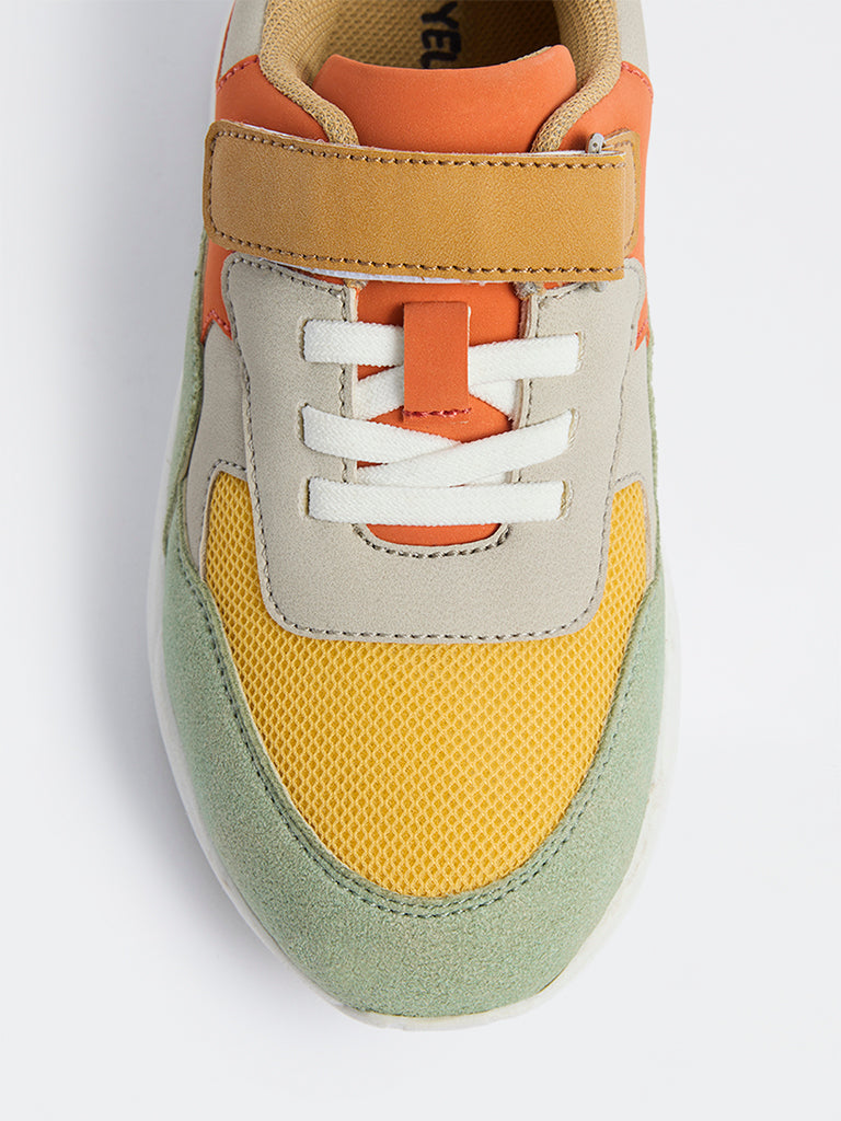 Yellow Orange Colour-Blocked Sneakers