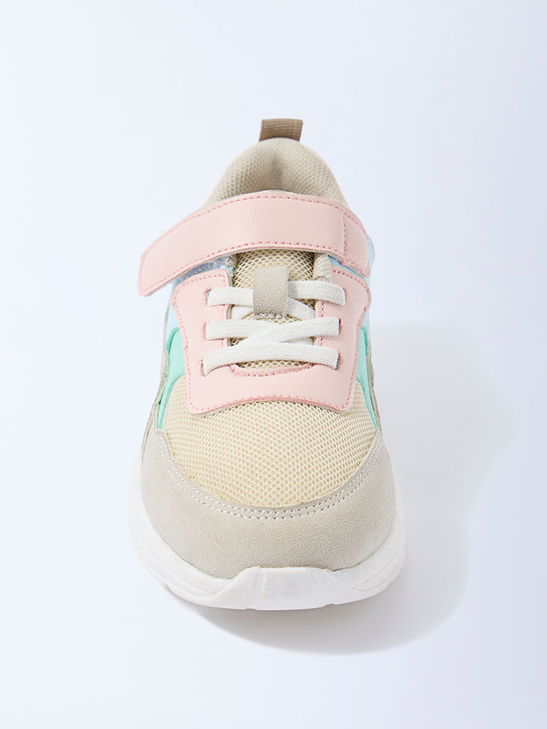 Yellow Multicolour Mesh Detailed Lace-Up Sneakers