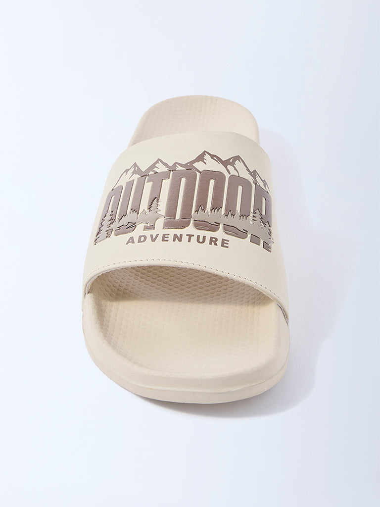 SOLEPLAY Beige Text Design Pool Slides