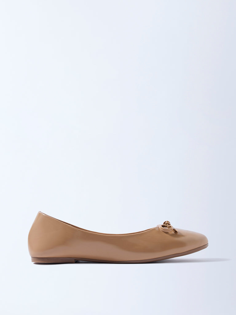 LUNA BLU Beige Bow-Detailed Ballerinas
