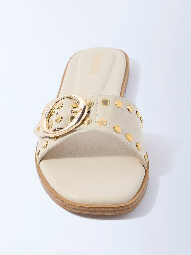 LUNA BLU Ivory Stud-Detailed Slides - Exclusive