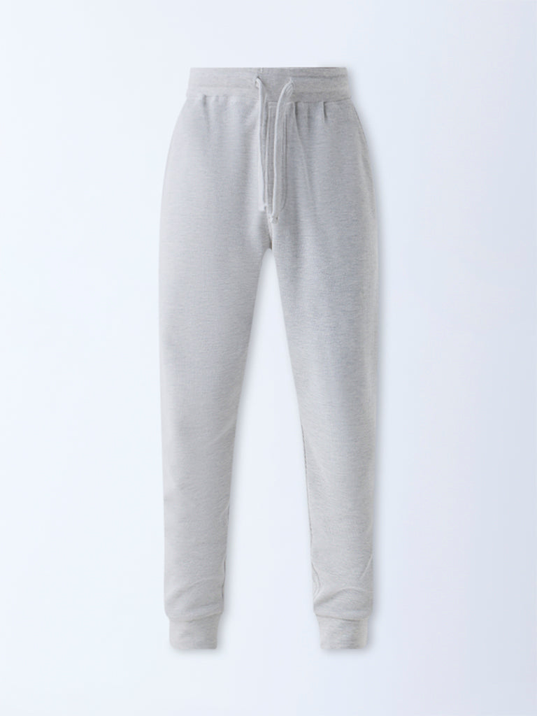 WES Lounge Grey Relaxed-Fit Mid-Rise Cotton-Blend Joggers