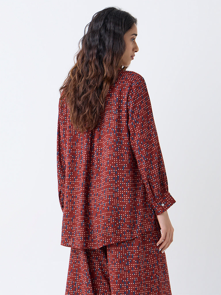 Utsa Red Geometric Printed Tunic