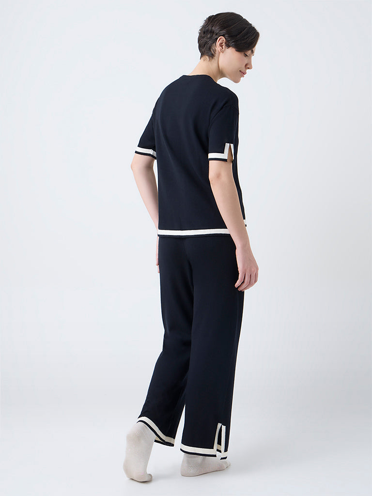 Wunderlove Black Contrast-Detail High-Rise Pants