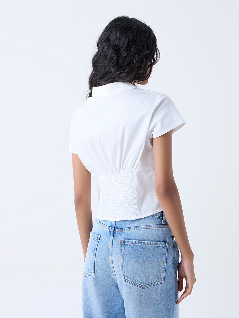 Nuon White Solid Shirt