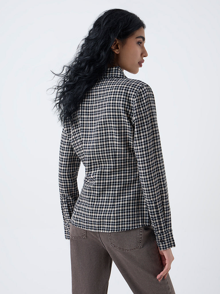 Nuon Black Check Printed Cotton Shirt