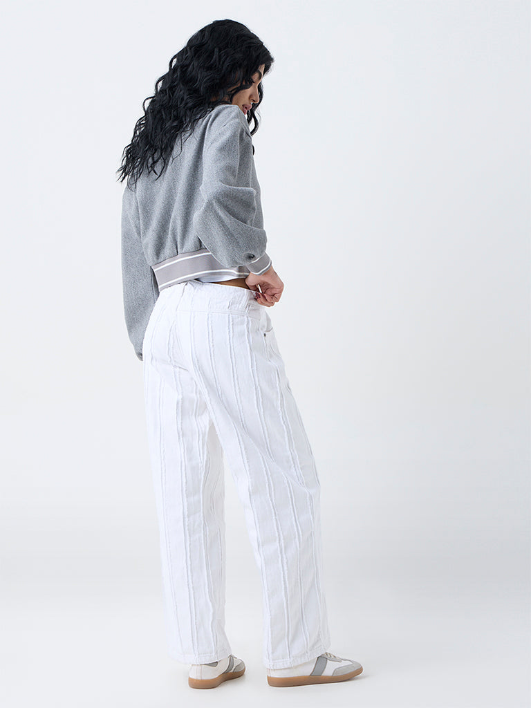 Nuon White Frayed High-Rise Jeans