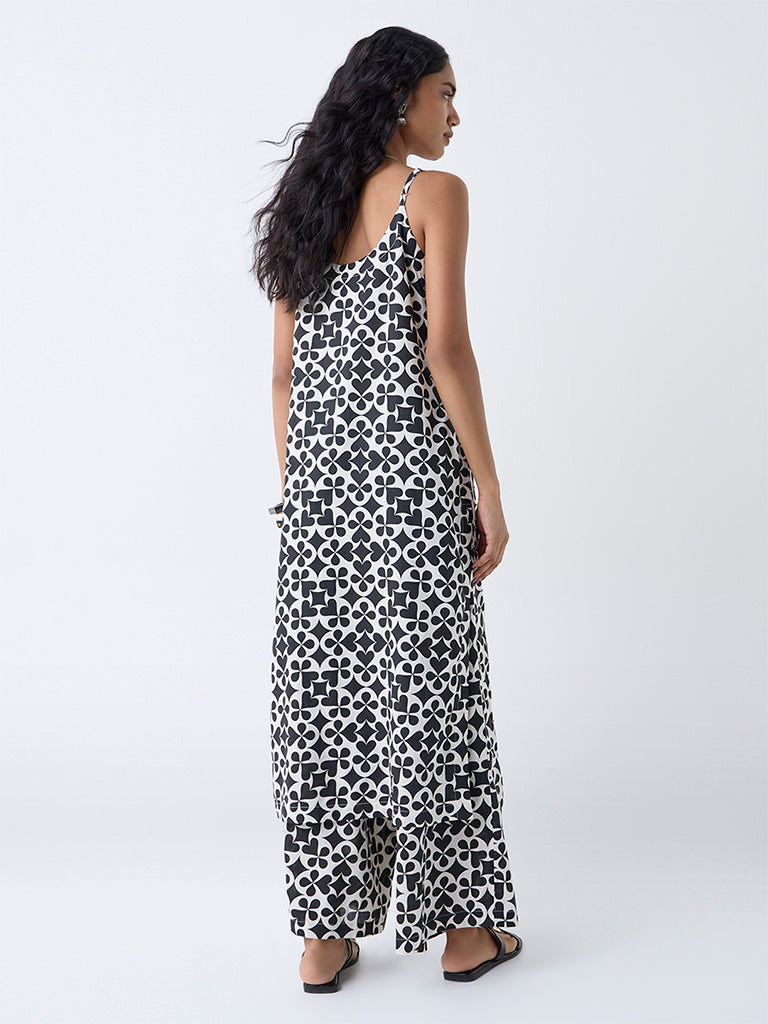 Utsa Black Printed Straight Kurta