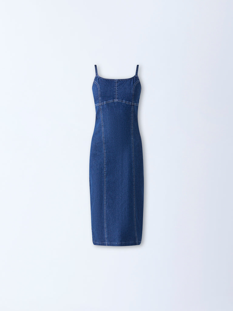 Nuon Blue Denim A-Line Dress