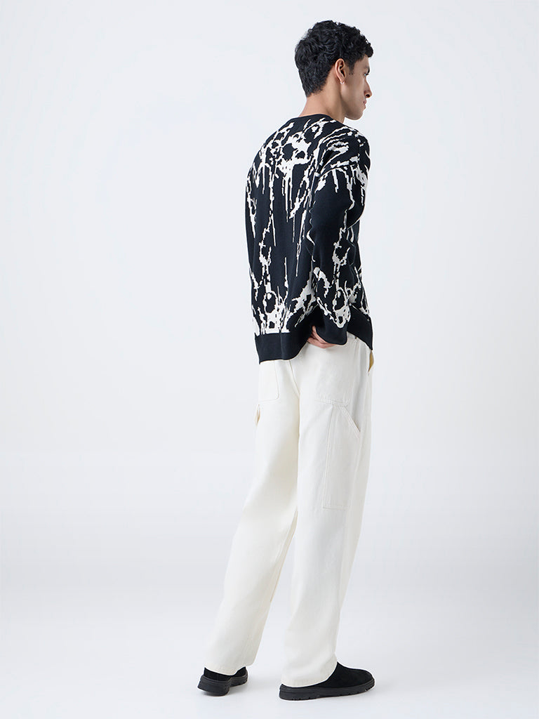 Nuon Off-White Relaxed-Fit Mid-Rise Jeans