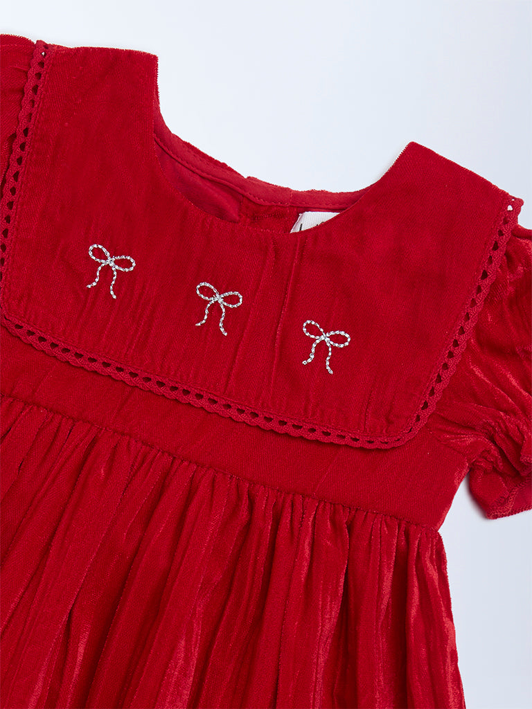 HOP Baby Girls Red Fit-And-Flare Dress